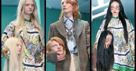 gucci models held replicas of heads|Gucci Had Models Carrying Faux Severed Heads on the Fall  .